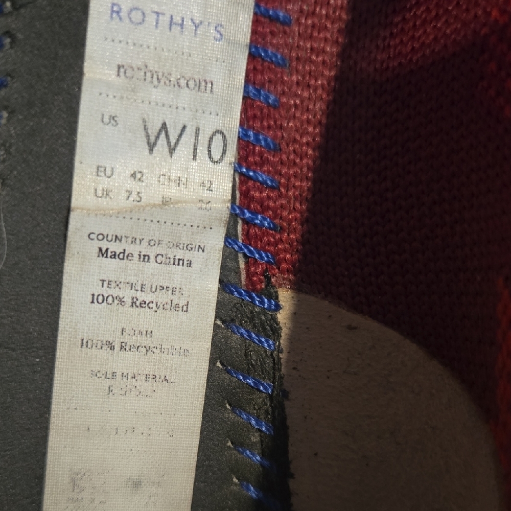 Rothy's Red Casual Flats Slip-On Comfort - Picture 2 of 2
